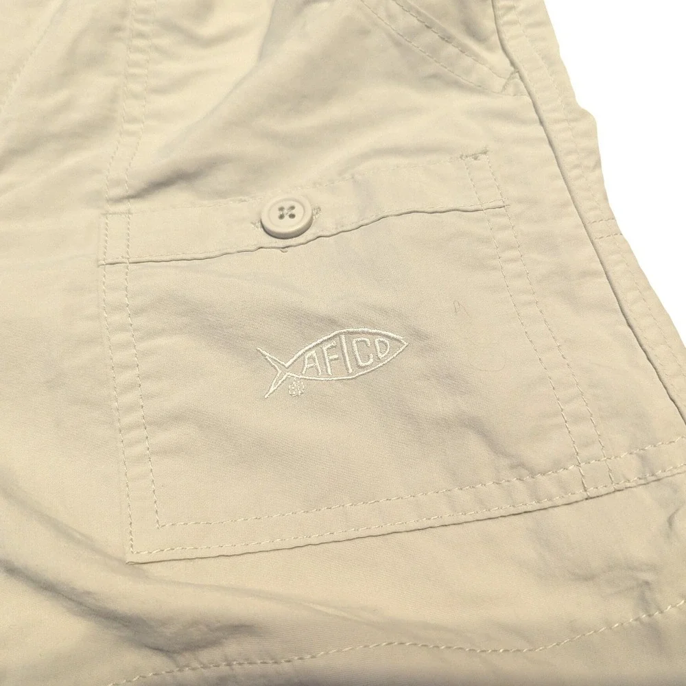 AFTCO Youth The Original Fishing Shorts Nylon Cargo Utility Natural Tan Sz 24 8Y